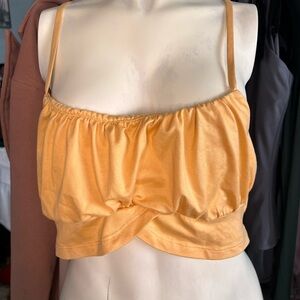 Almost Famous Spaghetti-Strap Crop Top in Mustard